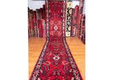 Vintage Hamedan Hand-Knotted Persian Wool Runner Rug